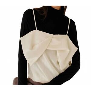 NEW THE GARMENT porcha draped taffeta top in macadamia